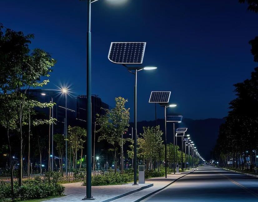 solarpowered street lights illuminating urban pathway 1079150 152333 KkPlH72lU transformed